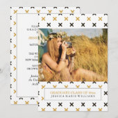 Uitnodigingen voor zwarte en Gold Modern Graduatio (Voorkant / Achterkant)