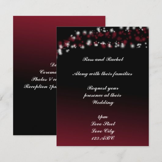 Uitnodigingen voor zwarte en rode ombre (Voorkant / Achterkant)