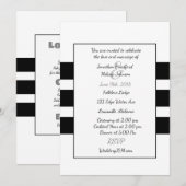 Uitnodigingen voor zwarte en witte moderne bruilof (Voorkant / Achterkant)