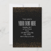 Uitnodigingen voor zwarte & goudfijne Glitter Chic (Voorkant)