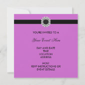 Uitnodigingen voor zwarte paarse feestjes voor elk (Achterkant)