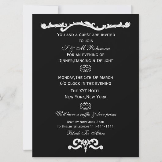 uitnodigingen voor zwarte witte bedrijfgebeurtenis (Voorkant)