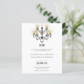 Uitnodigingen voor zwarte witte budgettypografie t (Staand voorkant)