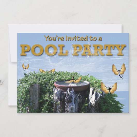 Uitnodigingen voor zwembadfeest (Voorkant)
