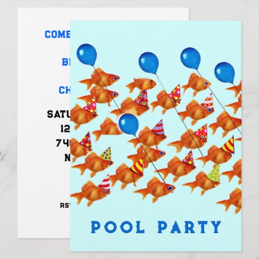 Uitnodigingen voor zwembadfeestjes (Voorkant / Achterkant)