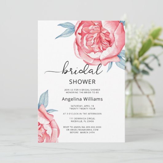 Uitnodigingen Vrijgezellenfeest Bloemen. (Staand voorkant)