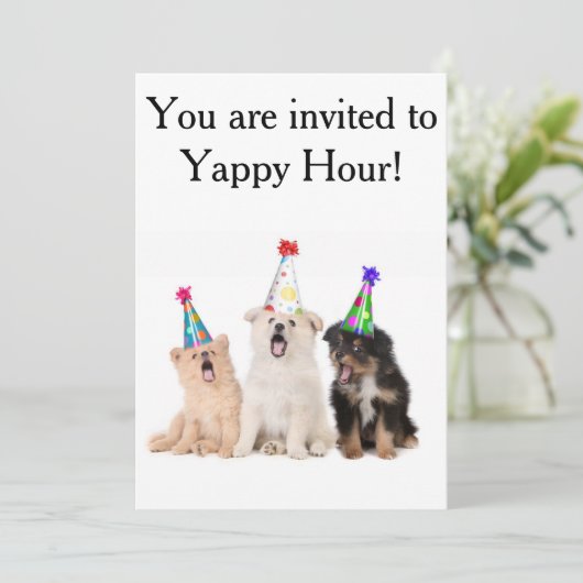 Uitnodigingen Yappy Hour (Staand voorkant)