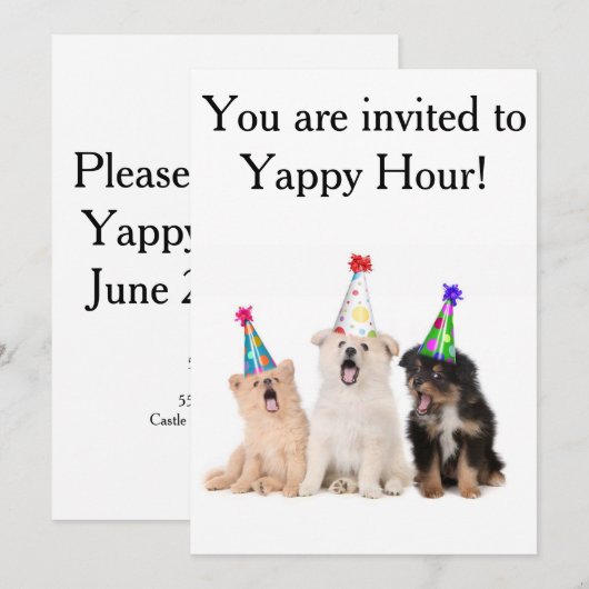 Uitnodigingen Yappy Hour (Voorkant / Achterkant)