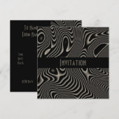 Uitnodigingen Zwart & Wit Stijl Abstracte Print (Voorkant / Achterkant)