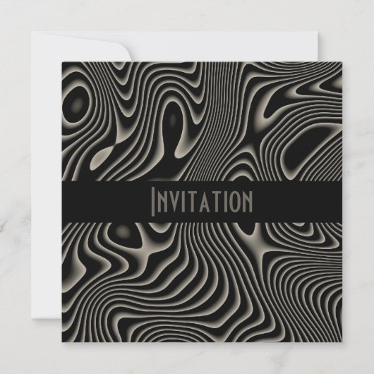 Uitnodigingen Zwart & Wit Stijl Abstracte Print (Voorkant)