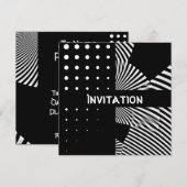 Uitnodigingen Zwart-witachtige spots Stripe (Voorkant / Achterkant)