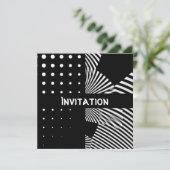Uitnodigingen Zwart-witachtige spots Stripe (Staand voorkant)