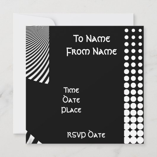 Uitnodigingen Zwart-witachtige spots Stripe (Achterkant)