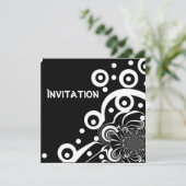 Uitnodigingen Zwarte & Witte Stijl Duidelijke Ruim (Staand voorkant)