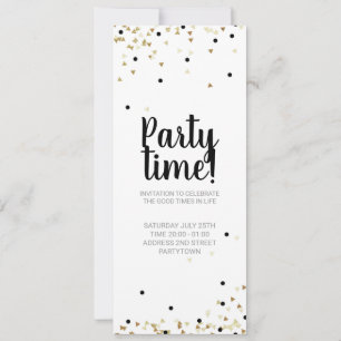Uitnodigingpartij - Gold Confetti - handschrift Save The Date