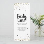 Uitnodigingpartij - Gold Confetti - handschrift Save The Date (Staand voorkant)