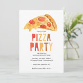 Uitnodigings sjabloon voor pizzafeest, pizza bij p kaart (Staand voorkant)