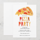 Uitnodigings sjabloon voor pizzafeest, pizza bij p kaart (Voorkant / Achterkant)