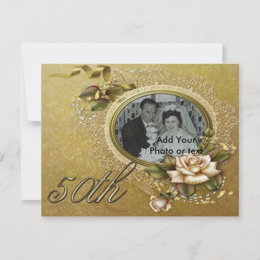 Uitnodigingsaankondiging 50-jarig huwelijksjubileu kaart (Voorkant)