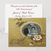 Uitnodigingsaankondiging 50-jarig huwelijksjubileu kaart (Voorkant / Achterkant)