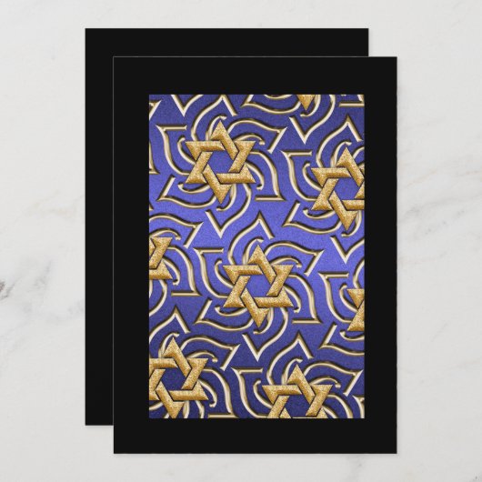 Uitnodigingsbalk Mitzvah Gold Star van David Blue Kaart (Voorkant / Achterkant)