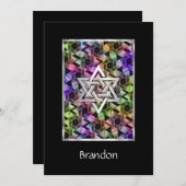 Uitnodigingsbalk Mitzvah Star van David Multi-Colo Kaart (Voorkant / Achterkant)