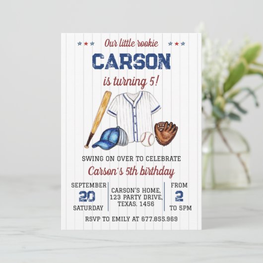 Uitnodigingsbatterij voor honkbal op zaterdag kaart (Staand voorkant)