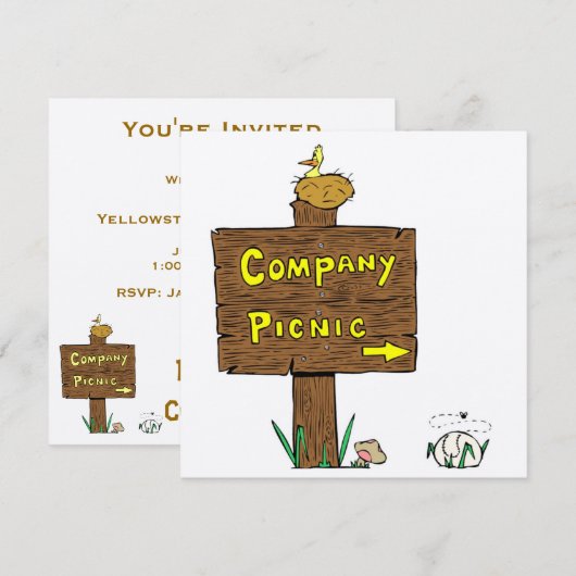 Uitnodigingsbedrijf Picnic Kaart (Voorkant / Achterkant)