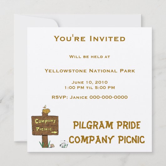 Uitnodigingsbedrijf Picnic Kaart (Achterkant)