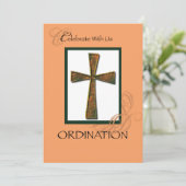 Uitnodigingsbevel Metallic Cross Kaart (Staand voorkant)