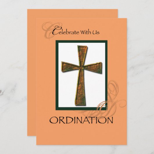 Uitnodigingsbevel Metallic Cross Kaart (Voorkant / Achterkant)