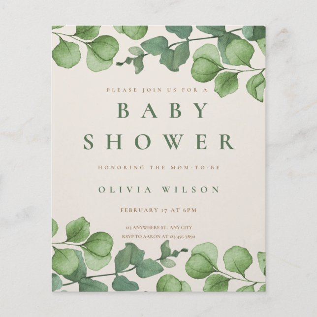 uitnodigingsbloemen, baby shower (Voorkant)