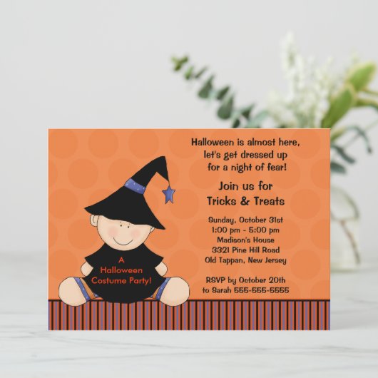 Uitnodigingsbrief van de Kinder Halloween Costume  Kaart (Staand voorkant)