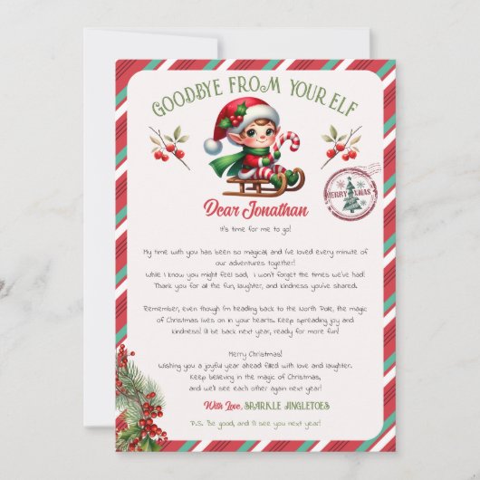 Uitnodigingsbrief voor afscheid elf kaart (Voorkant)