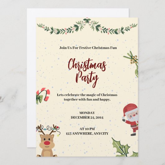 uitnodigingsbrief voor kerstfeestjes save the date (Voorkant / Achterkant)