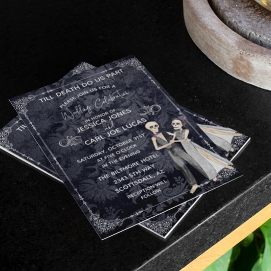 Uitnodigingsbudget voor het halloween Wedding Skel Flyer