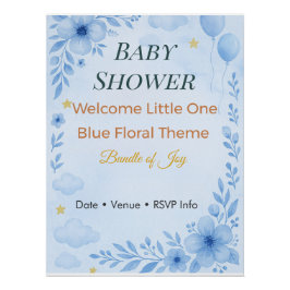 Uitnodigingsbundel 'Bundle of Joy Blauwe Bloemen' Perfect Poster