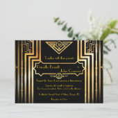 Uitnodigingsceremonie voor bruiloft, groots-Gatsby Kaart (Staand voorkant)