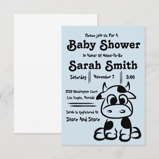 Uitnodigingscode van de baby shower kaart (Voorkant / Achterkant)