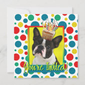 Uitnodigingscupcake - Boston Terrier Kaart (Voorkant)