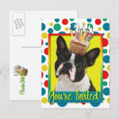 Uitnodigingscupcake - Boston Terrier Uitnodiging Briefkaart (Voorkant / Achterkant)