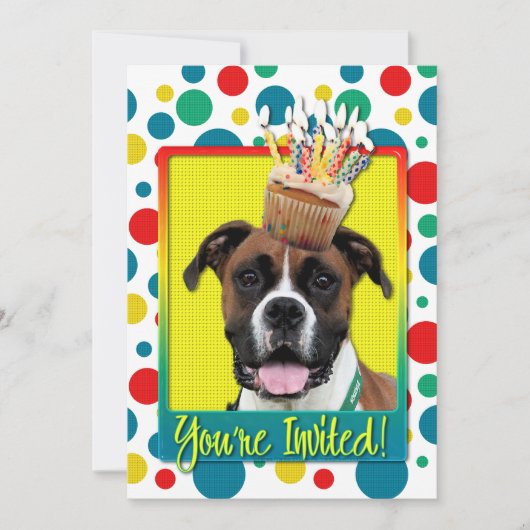 Uitnodigingscupcake - Boxer - Vindy Kaart (Voorkant)