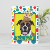 Uitnodigingscupcake - Boxer - Vindy Kaart (Staand voorkant)