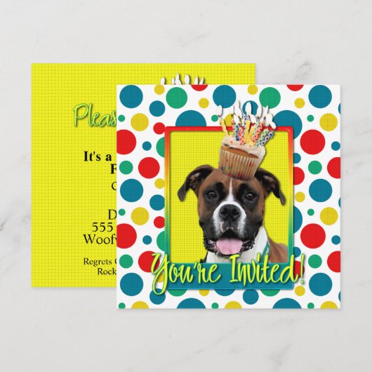 Uitnodigingscupcake - Boxer - Vindy Kaart (Voorkant / Achterkant)