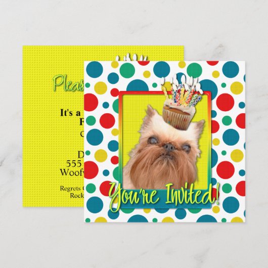 Uitnodigingscupcake - Brussel Griffon Kaart (Voorkant / Achterkant)