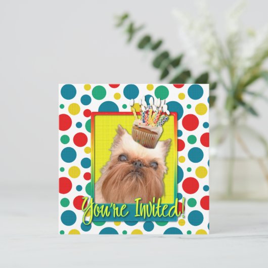 Uitnodigingscupcake - Brussel Griffon Kaart (Staand voorkant)