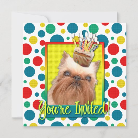 Uitnodigingscupcake - Brussel Griffon Kaart (Voorkant)