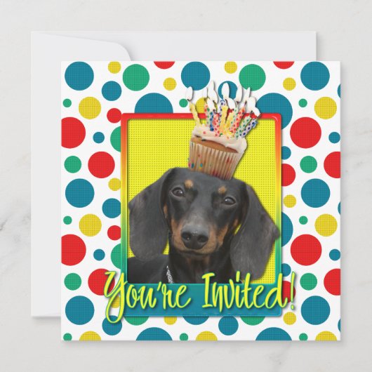 Uitnodigingscupcake - Dachshund - Winston Kaart (Voorkant)