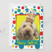 Uitnodigingscupcake - GoldenDoodle Kaart (Voorkant)