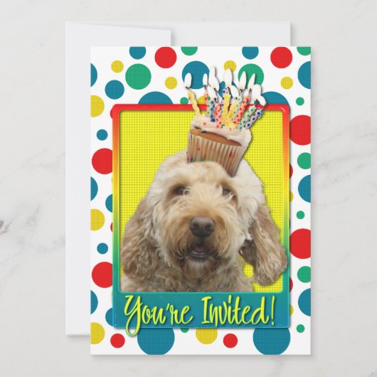 Uitnodigingscupcake - GoldenDoodle Kaart (Voorkant)